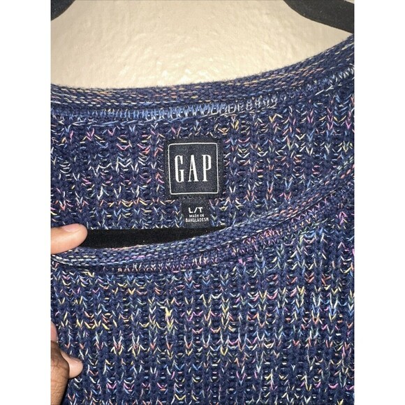 GAP Womens  Large Blue‎ Multicolor Knit Crew Neck Long Sleeve Sweater - Picture 2 of 5